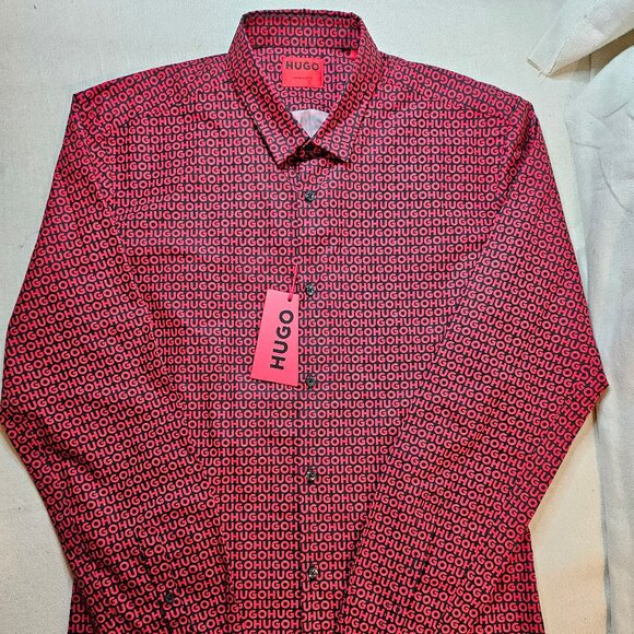 Hugo Boss Men's Ero3-W Extra Slim Long Sleeve Logo Shirt - Size M - Picture 3 of 12